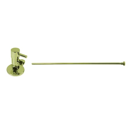 Westbrass Brass Toilet Kit 1/4-Turn Round Angle Stop 1/2" Copper x 3/8" Comp in Polished Brass D105QRT-01